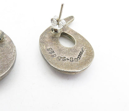 MEXICO 925 Sterling Silver  Vintage Dark Tone Swirl Drop Earrings  EG2310