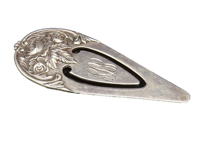 S. KIRK & SON 925 Silver  Vintage Carved Three Rose Flowers Bookmark  TR3456