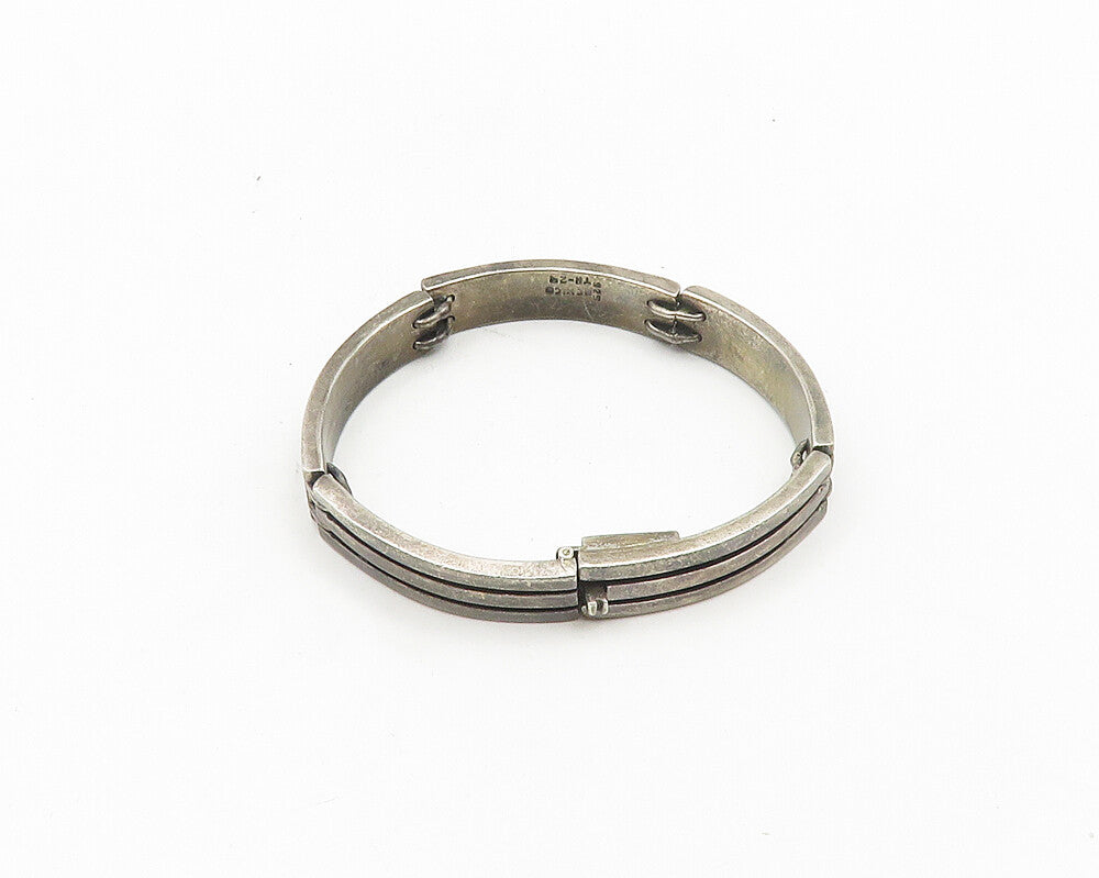 MEXICO 925 Sterling Silver  Vintage Smooth Curved Bar Chain Bracelet  BT7523