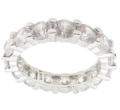 925 Sterling Silver   Vintage Cubic Zirconia Eternity Band Ring Sz 5  RG19444