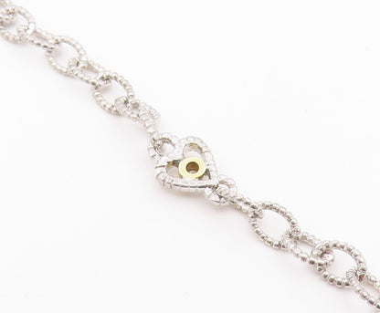 18k Gold & 925 Sterling Silver Vintage Necklace Faceted Citrine Chain  NE4918