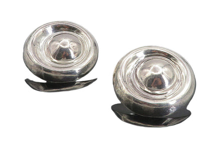 MEXICO 925 Silver Vintage Shiny Round Dome Non Pierce Drop Earrings  EG4405