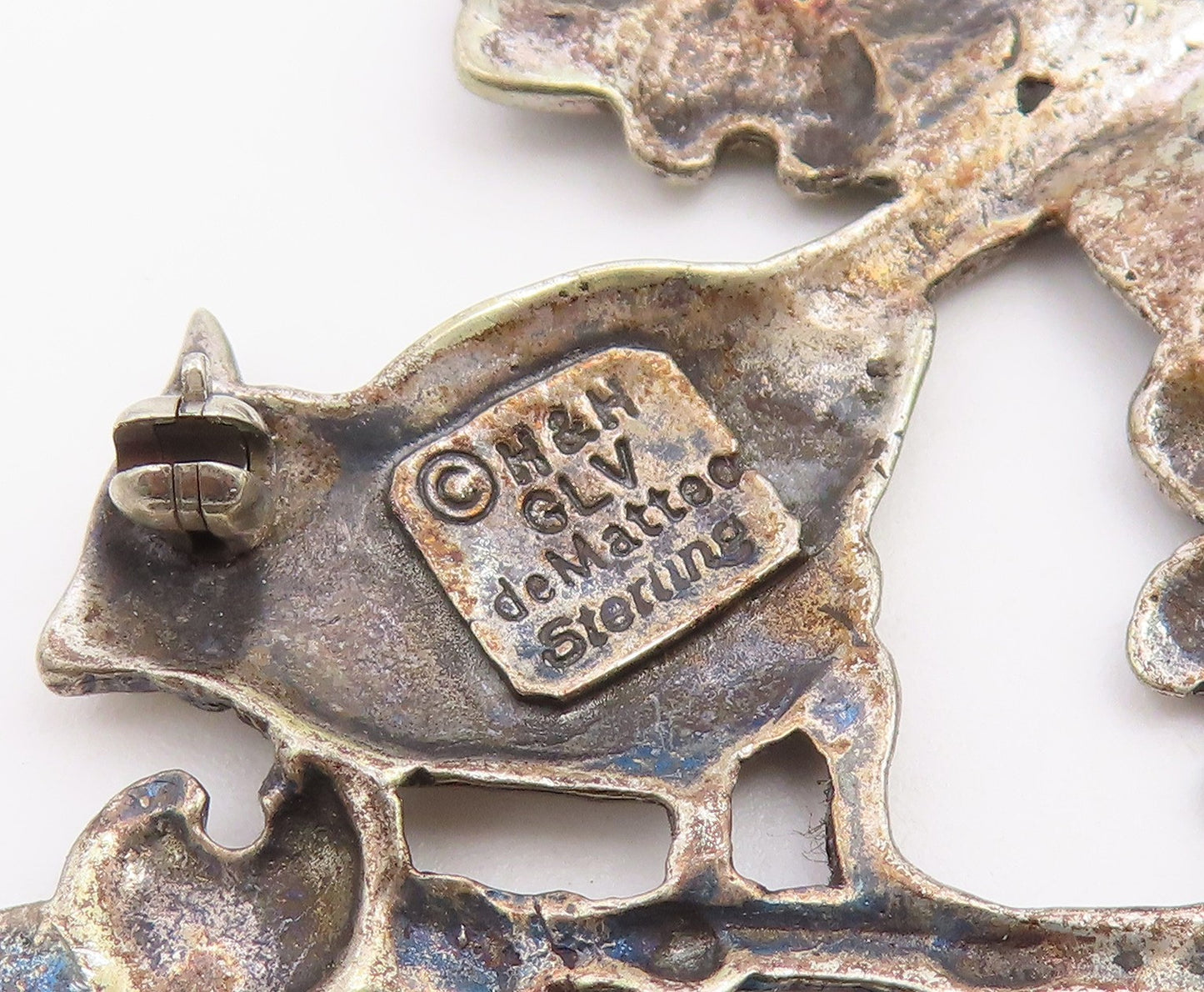 925 Sterling Silver Vintage Brooch Pin HAND & HAMMER Cardinal Bird  BP12657