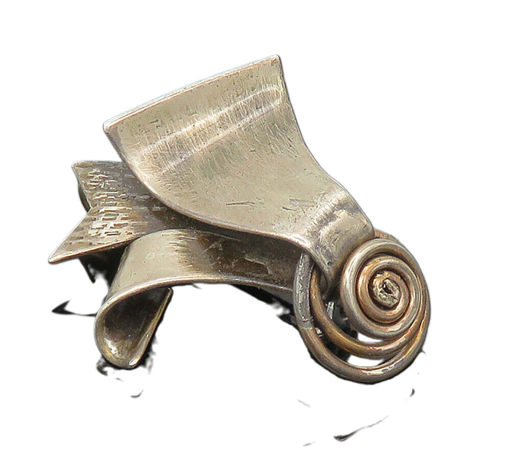 925 Sterling Silver  Vintage Swirl Detail Ribbon Motif Brooch Pin  BP6557