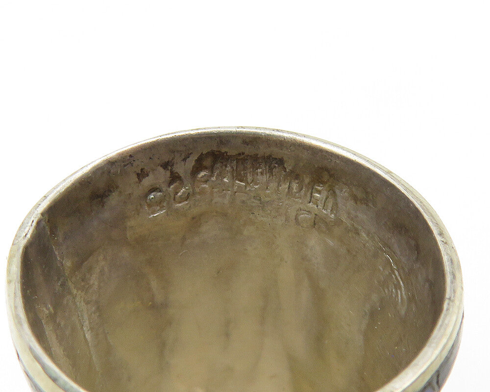925 Sterling Silver  Vintage Abalone Shell Swirl Detail Sewing Thimble  TR2387