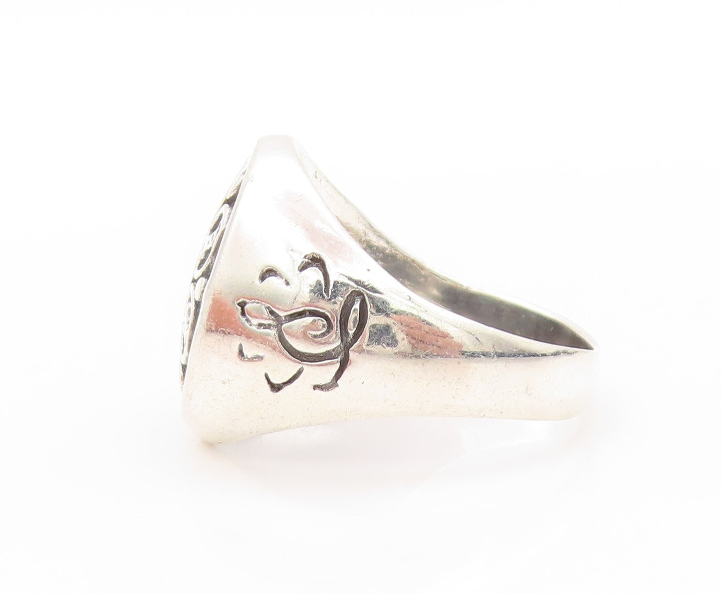 925 Sterling Silver Vintage Ring Religious Mantra Tibetan Buddhist Sz 10 RG32861