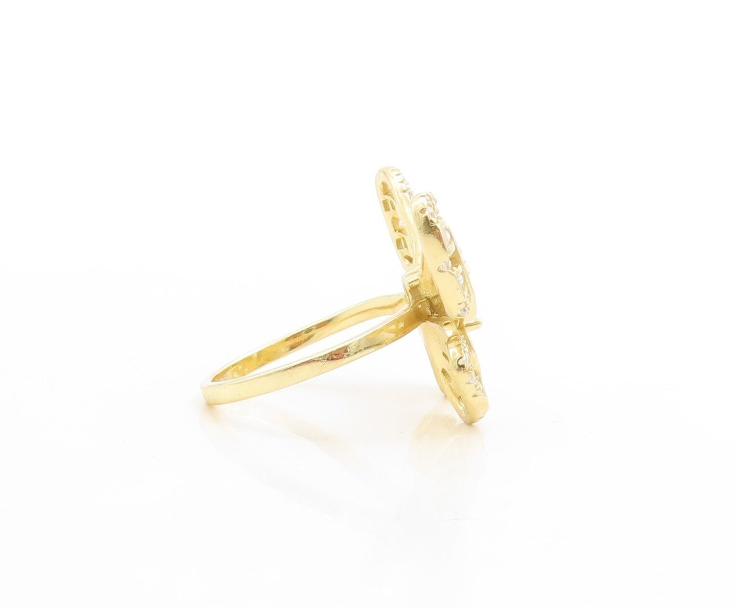 925 Sterling Silver Vintage Ring Gold Plated Topaz Butterfly  Sz 6.5  RG31359
