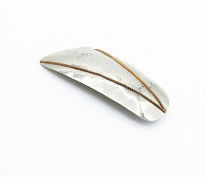925 Sterling Silver  Vintage Modernist Two Tone Hammered Brooch Pin  BP2571