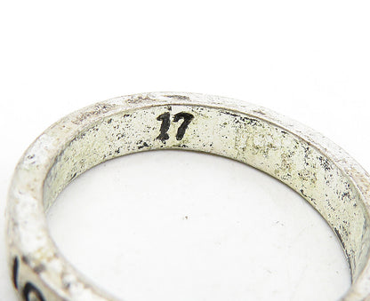 925 Sterling Silver  Vintage Dark Tone Love Etched Band Ring Sz 7  RG9338