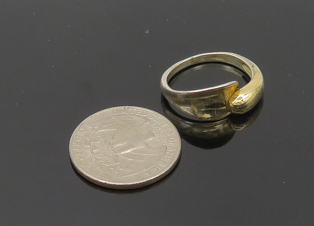925 Sterling Silver  Vintage Shiny Concave Bypass Band Ring Sz 8  RG20483