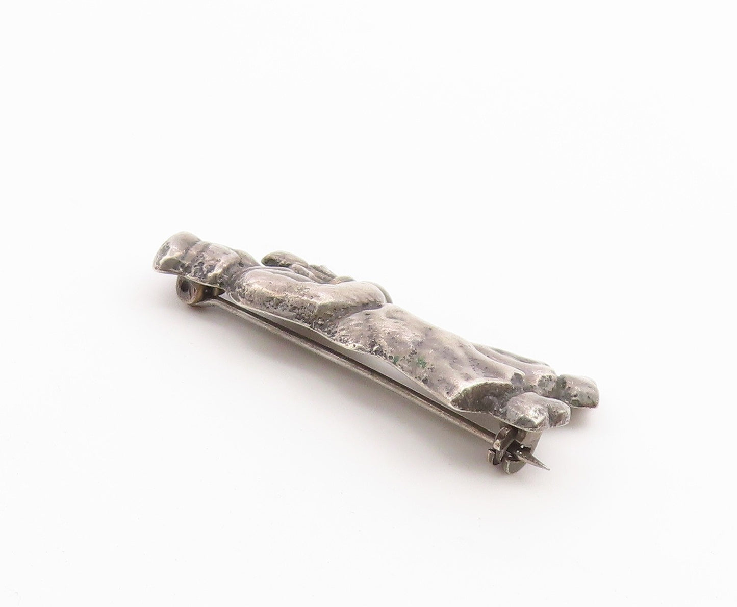 925 Sterling Silver  Vintage Antique Man With Flower Pot Brooch Pin  BP3888