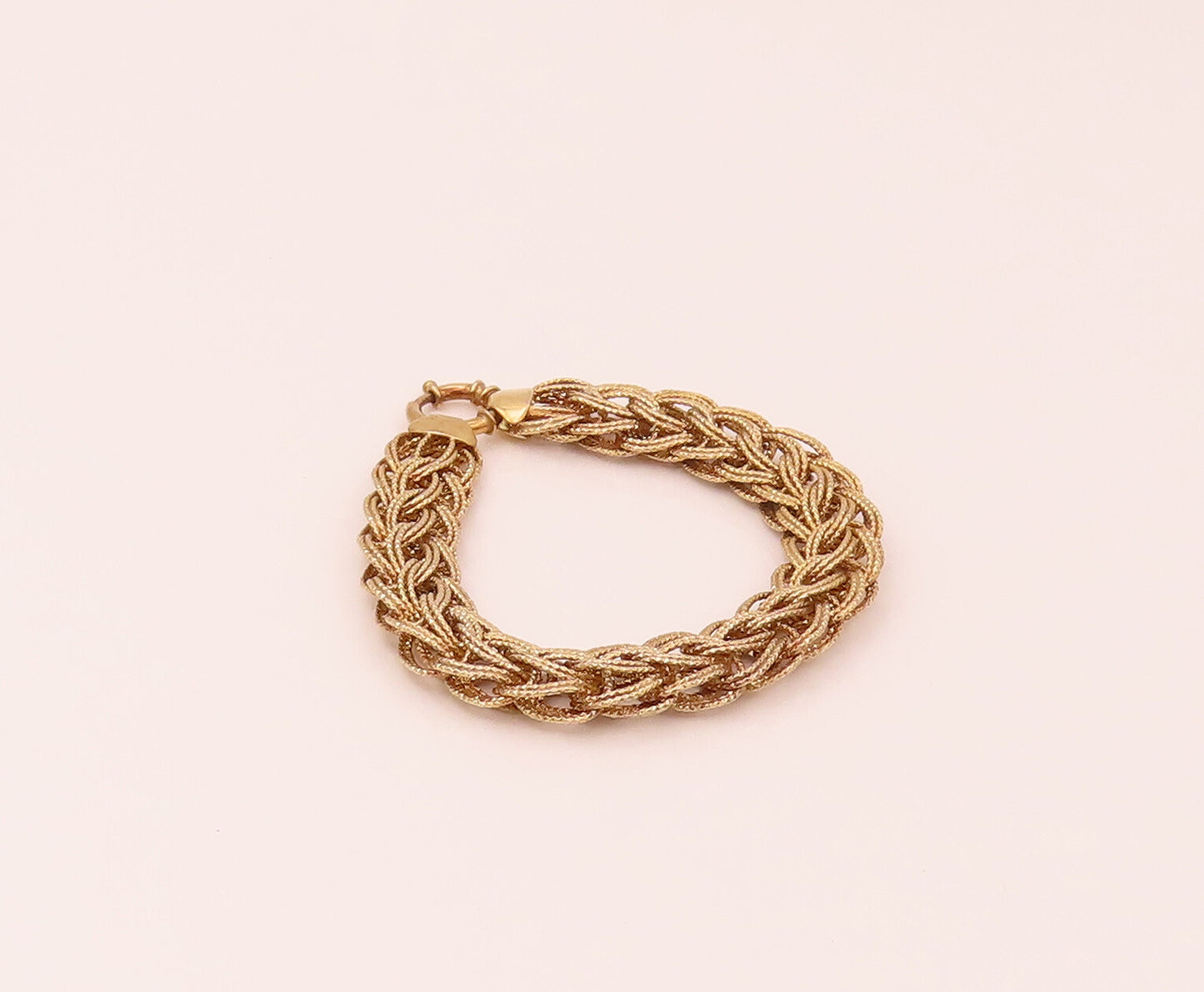 925 Sterling Silver  Vintage Gold Plated Braided Threads Bracelet  BT9801