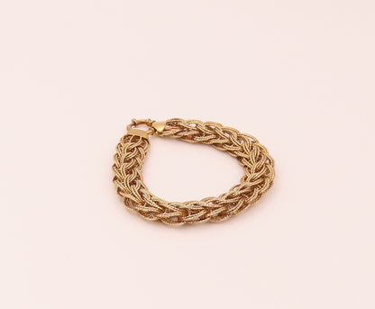 925 Sterling Silver  Vintage Gold Plated Braided Threads Bracelet  BT9801