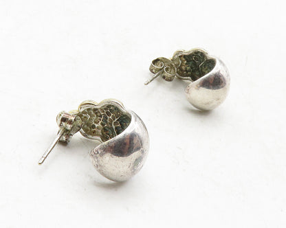 925 Sterling Silver  Vintage Two Tone Curved Smooth Drop Earrings  EG6545