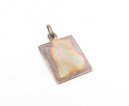 925 Sterling Silver Vintage Pendant Enameled RH Factor Medical ID Tag  PT25026