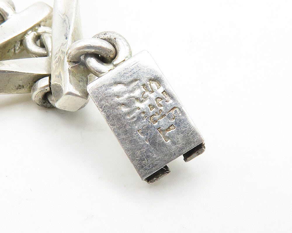 MEXICO 925 Sterling Silver  Vintage Shiny Twist Bar Chain Necklace  NE3185