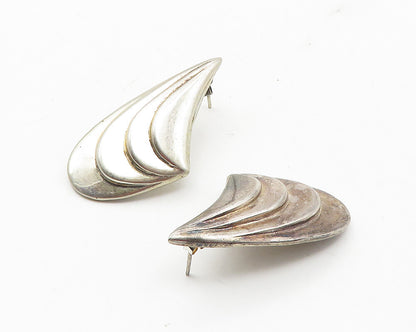 MEXICO 925 Sterling Silver  Vintage Hollow Modernist Drop Earrings  EG6311