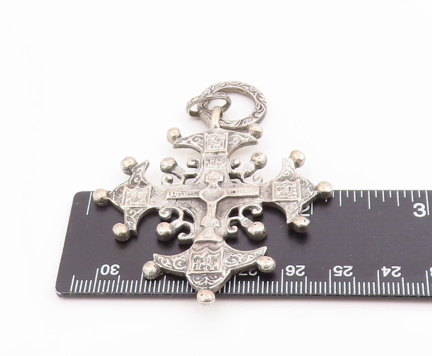 925 Sterling Silver Vintage Pendant Antique Coptic Ethiopian Cross  PT26304