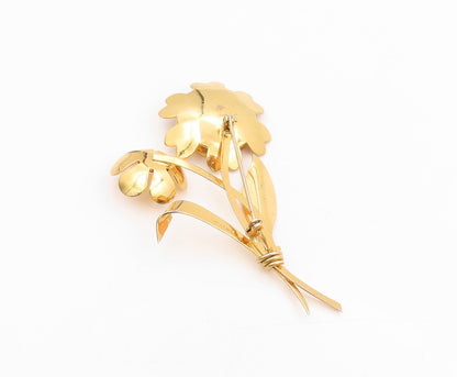 925 Sterling Silver Vintage Brooch Gold Plated Lotus Floral Blossom Pin  BP12021