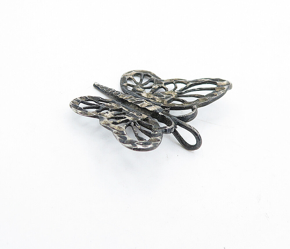 925 Sterling Silver  Vintage Dark Tone Open Butterfly Motif Pendant  PT3251