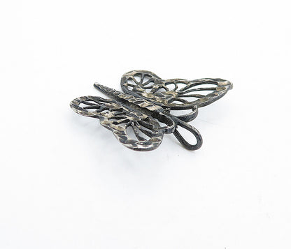 925 Sterling Silver  Vintage Dark Tone Open Butterfly Motif Pendant  PT3251