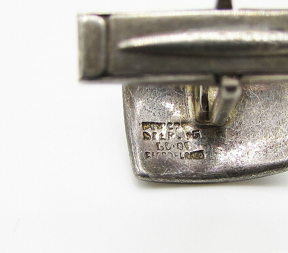 MEXICO 925 Sterling Silver  Vintage Onyx Hammered Men's Cuff Links  TR1023
