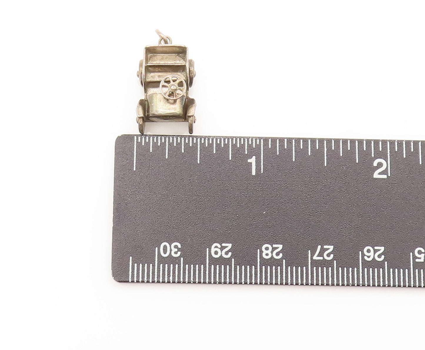 925 Sterling Silver  Vintage Mini 3D Carved Open Retro Car Pendant  PT22229