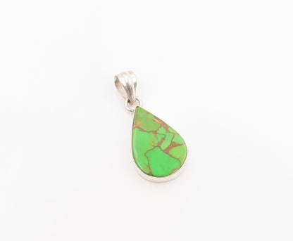 925 Sterling Silver Vintage Pendant Cabochon Turquoise Teardrop Charm  PT26245