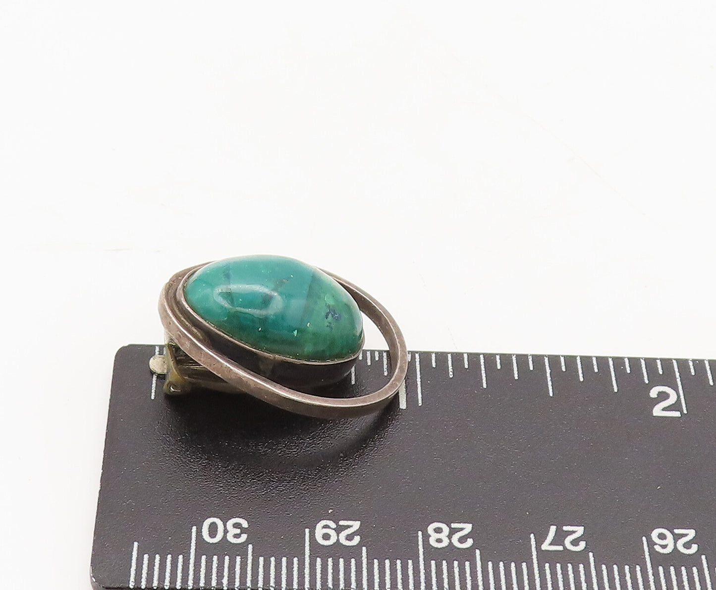 925 Silver  Vintage Green Aventurine Carve Cutout Halo Ring Earrings  EG12588