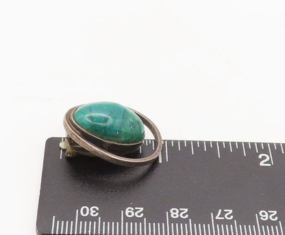 925 Silver  Vintage Green Aventurine Carve Cutout Halo Ring Earrings  EG12588