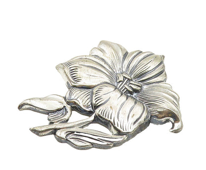 JEWEL ART 925 Sterling Silver  Vintage Single Flower Motif Brooch Pin  BP7136
