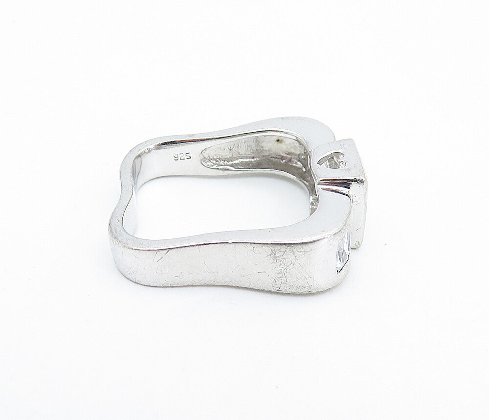 925 Sterling Silver Cubic Zirconia Solitaire With Accents Ring Sz 6 RG6769