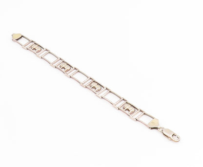 925 Sterling Silver Vintage Bracelet Good Luck Elephant Figural Link  BT11630