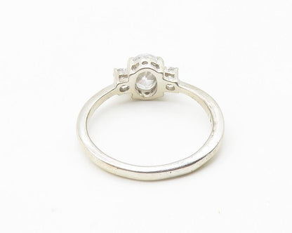 925 Sterling Silver  Cubic Zirconia Solitaire With Accents Ring Sz 8  RG10248