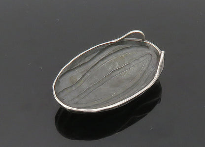 925 Sterling Silver  Vintage Shiny Dark Tone Sculpted Dome Pendant  PT16792