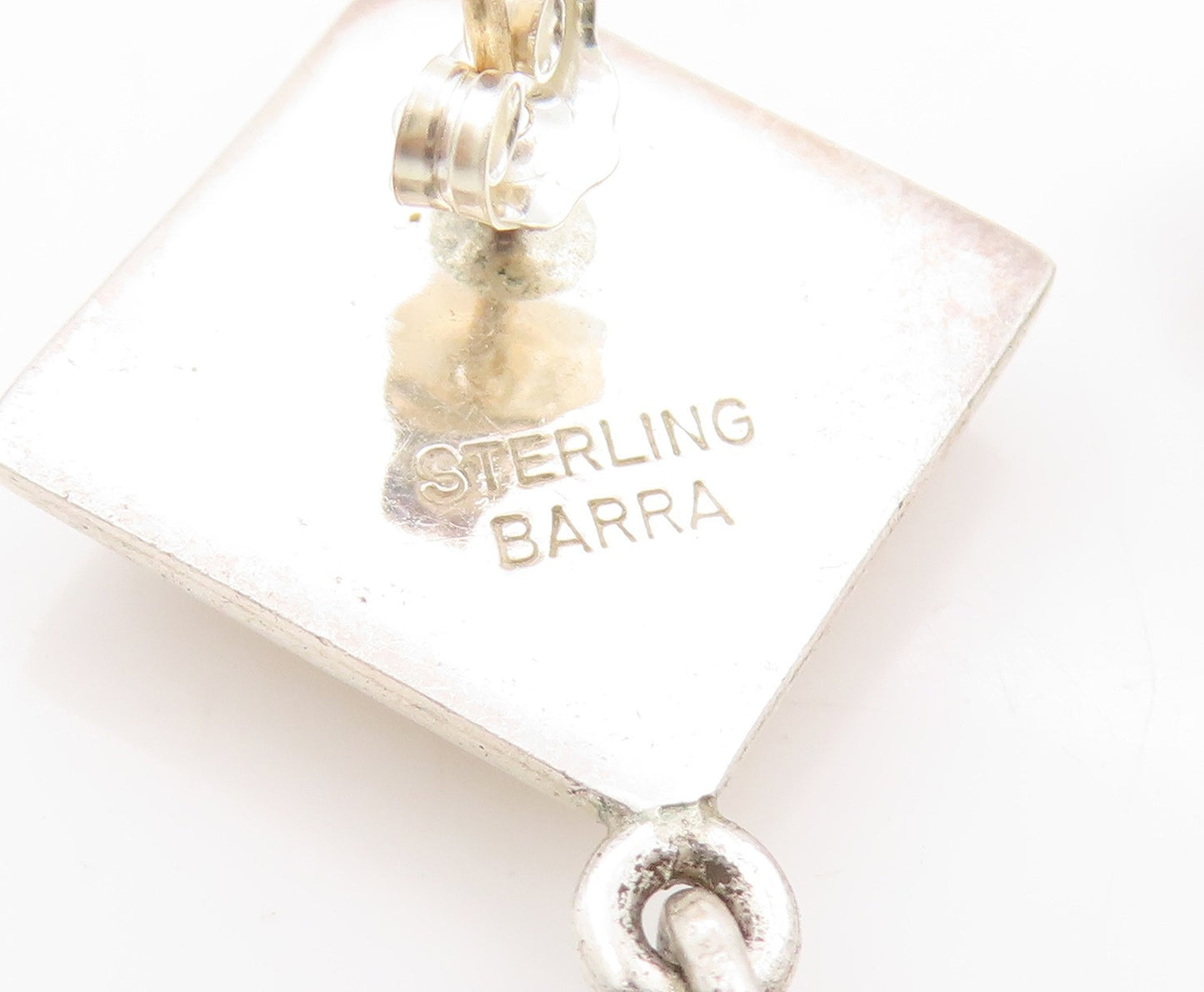 925 Sterling Silver Vintage Earrings BARRA Dangling Drop Square Design  EG13519