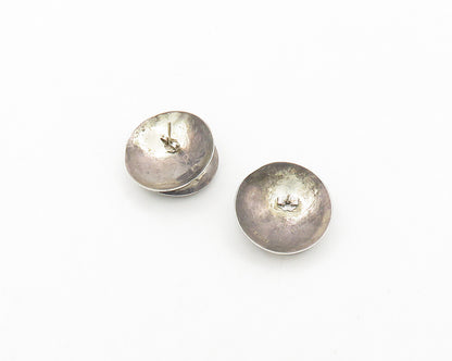 925 Sterling Silver  Vintage Black Onyx Modernist Round Drop Earrings  EG9187