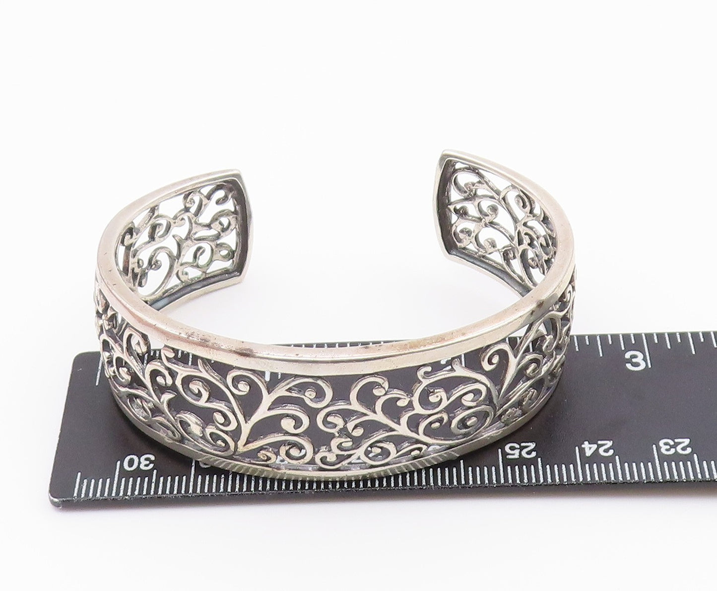 ROSS SIMON 925 Sterling Silver  Vintage Shiny Swirl Vine Cuff Bracelet  BT8859