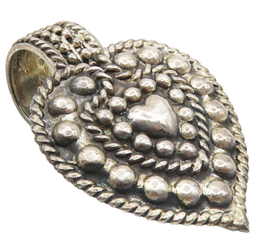 925 Sterling Silver  Vintage Dark Tone Love Heart Rope Twist Pendant  PT6667