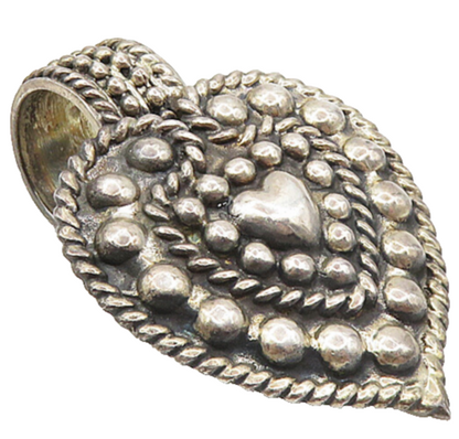 925 Sterling Silver  Vintage Dark Tone Love Heart Rope Twist Pendant  PT6667