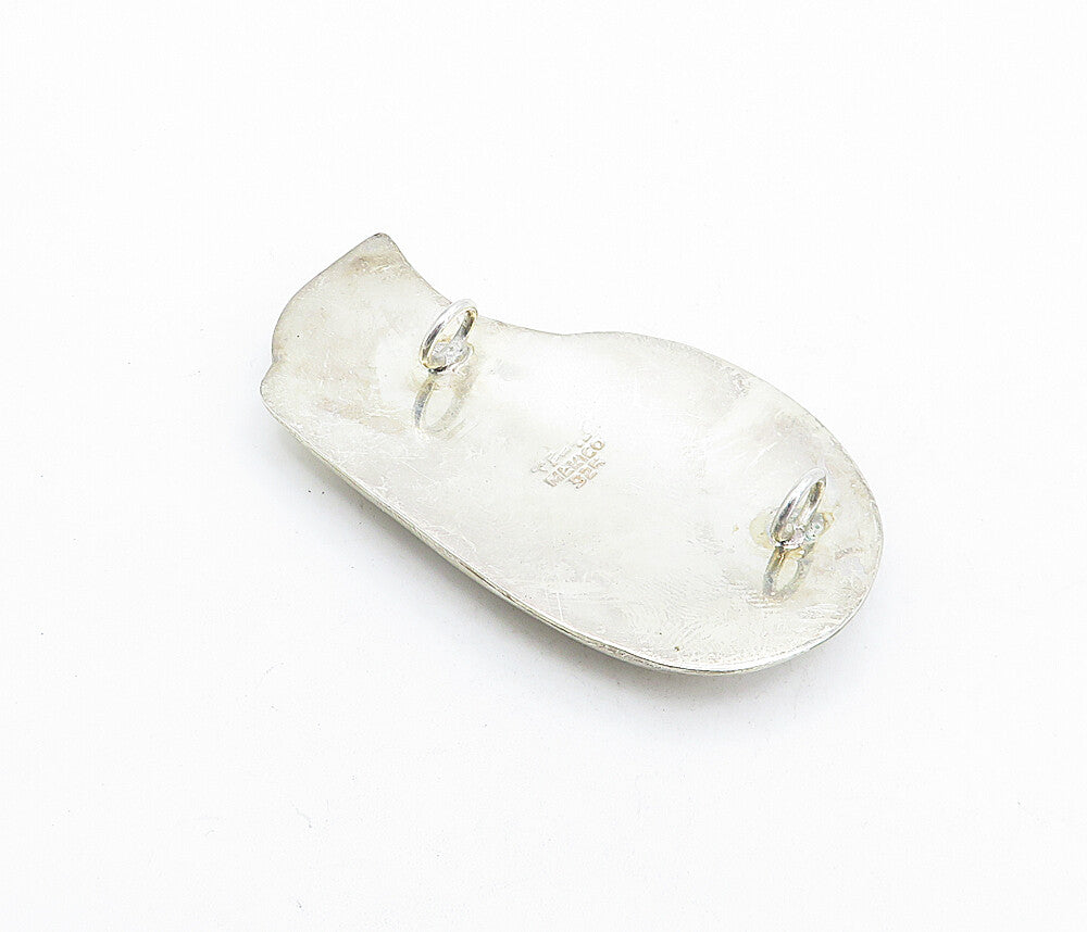 MEXICO 925 Sterling Silver  Vintage Shiny Sleeping Cat Motif Pendant  PT3595