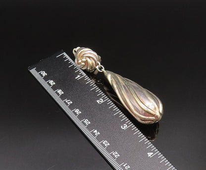 925 Sterling Silver Vintage Love Knot Long Ribbed Non Pierced Earrings EG11985