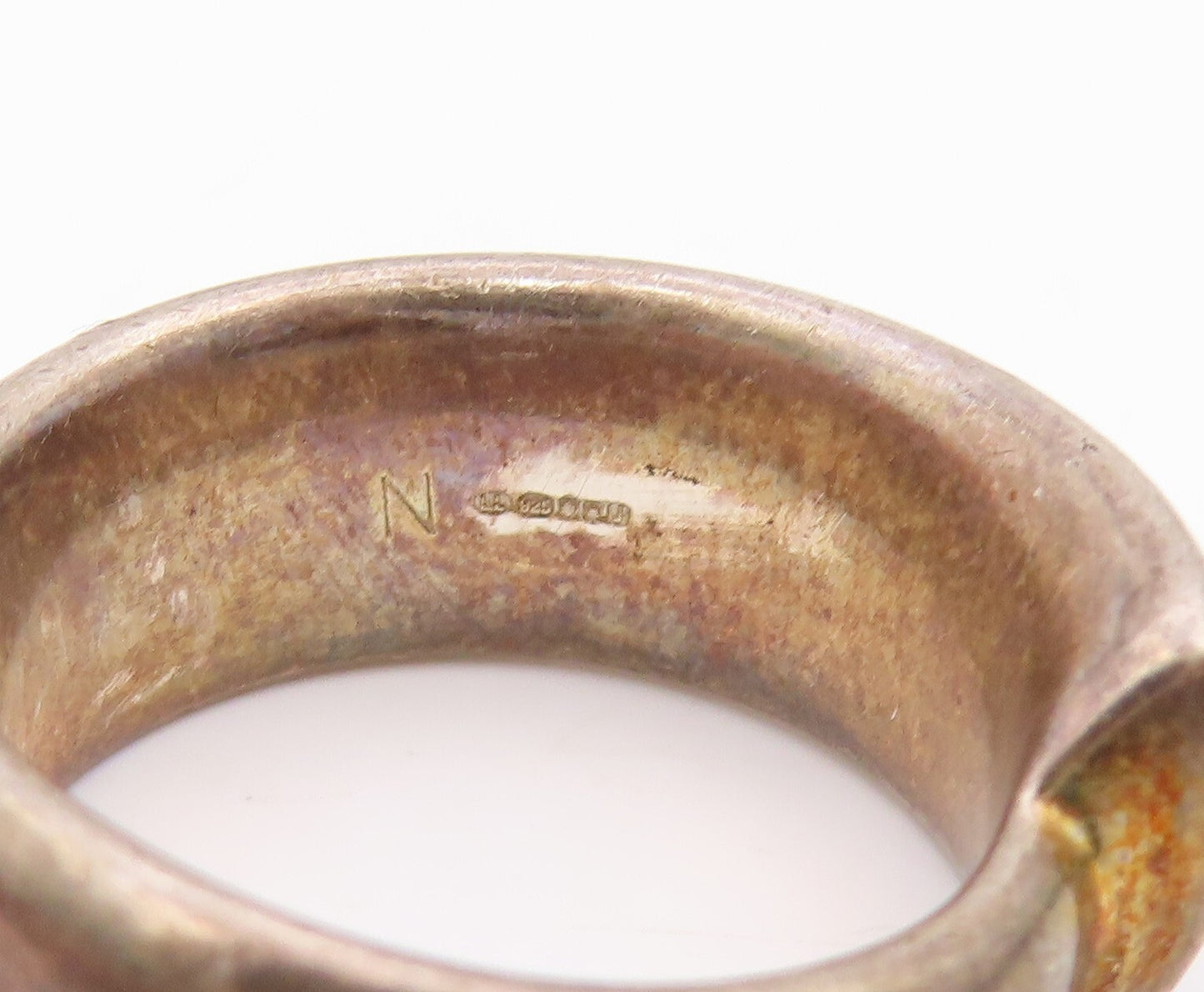 925 Sterling Silver Vintage Ring LONDON LINKS Dark Tone Designer  Sz 7  RG31760