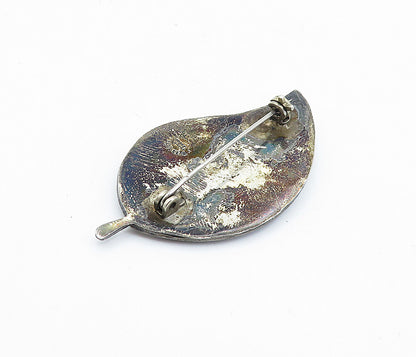 MEXICO 925 Sterling Silver  Vintage Abalone Single Leaf Brooch Pin  BP2079