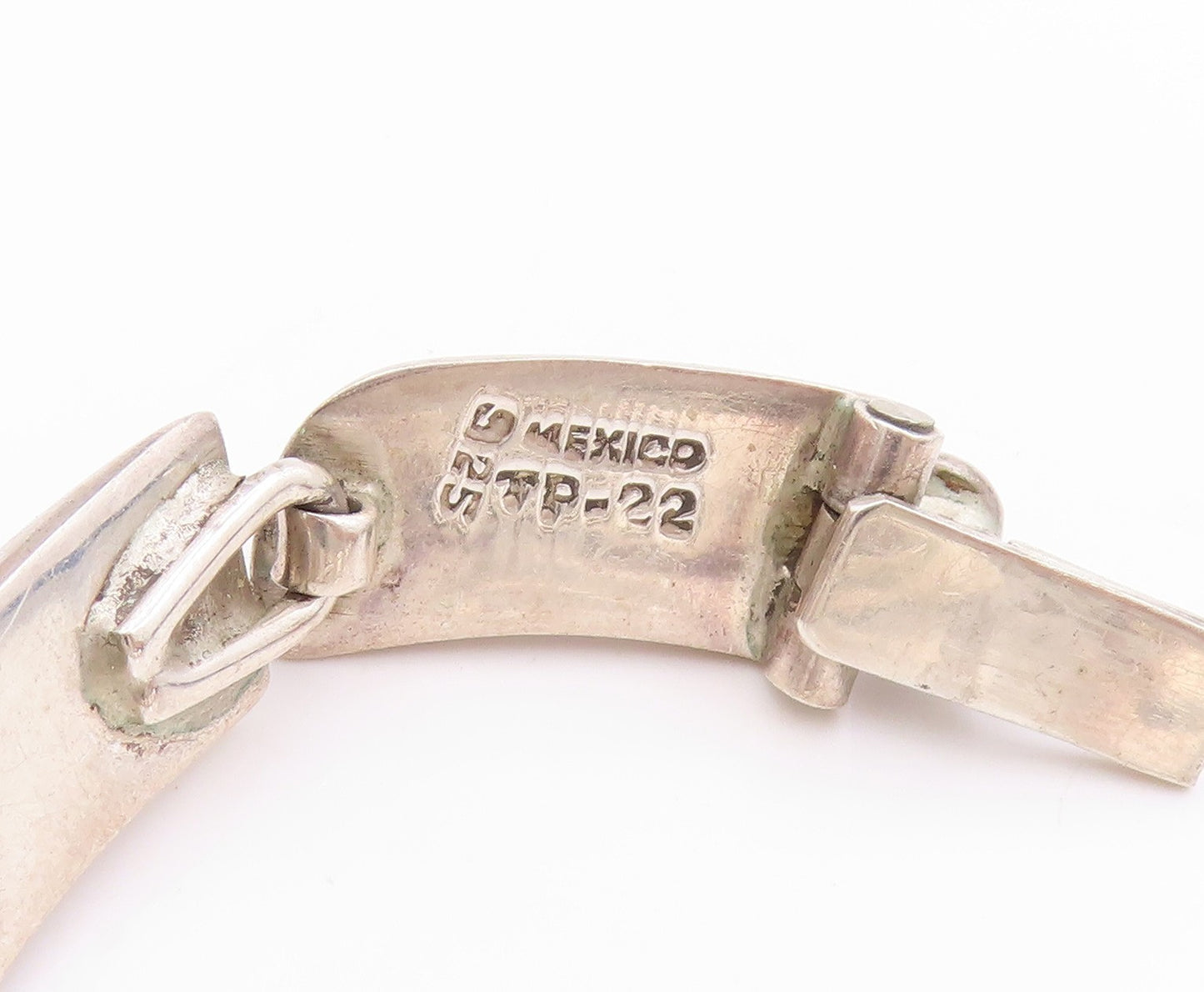 925 Sterling Silver Vintage Bracelet MEXICO Rectangular Pebble Beaded  BT11363