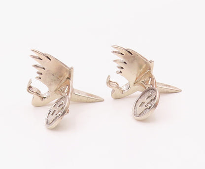 925 Sterling Silver  Vintage Cartoon Figure With Flowing Hair Cufflinks TR3333