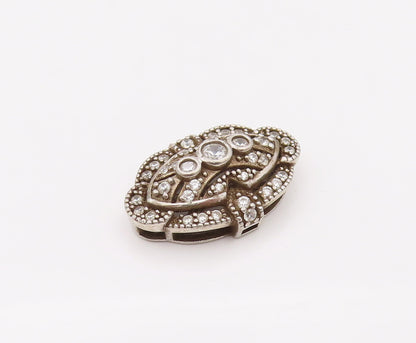 925 Sterling Silver  Vintage CZ Eye Inside The Flower Pendant  PT22104