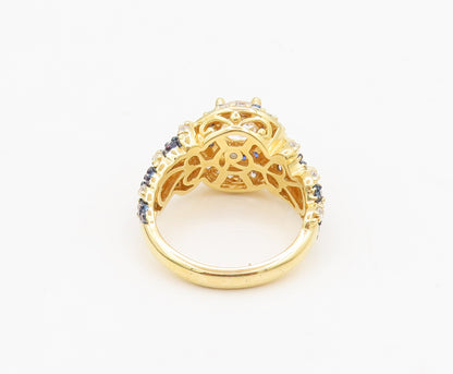 925 Sterling Silver  Vintage Gold Plated 2 Tone CZ Designer Ring Sz 8  RG27016