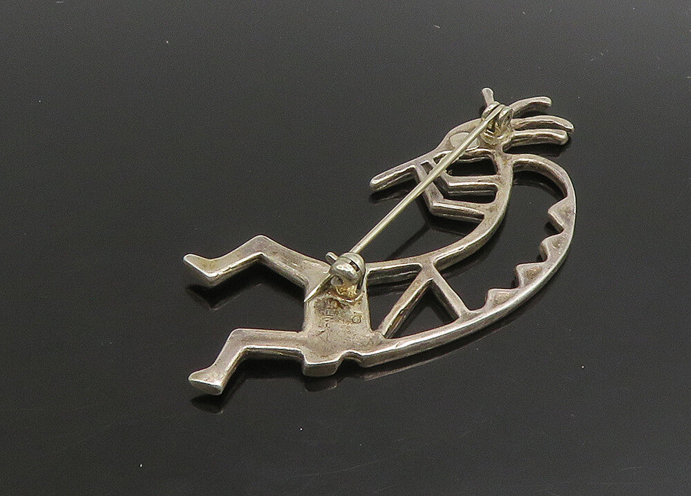 SOUTHWESTERN 925 Silver Vintage Shiny Kokopelli Dancer Brooch Pin BP9062