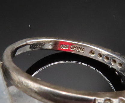 925 Sterling Silver  Vintage Fancy Cubic Zirconia Halo Ring Sz 7  RG25224